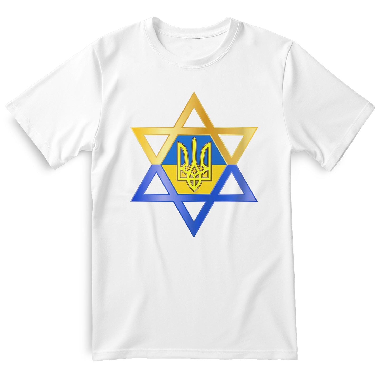 Jewish Ukrainian Symbol Cotton T-Shirt, Stand with Ukraine