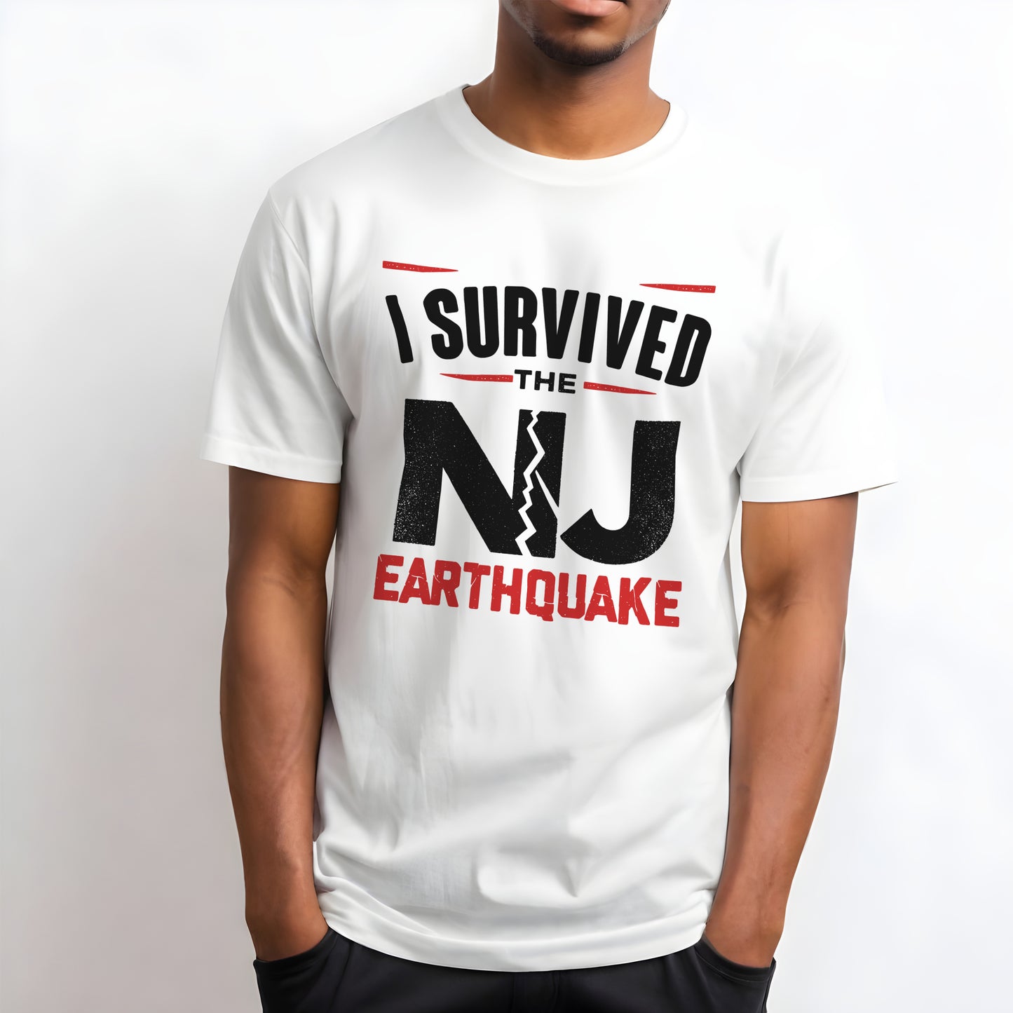 I Survived NJ Earthquake, White T-Shirt