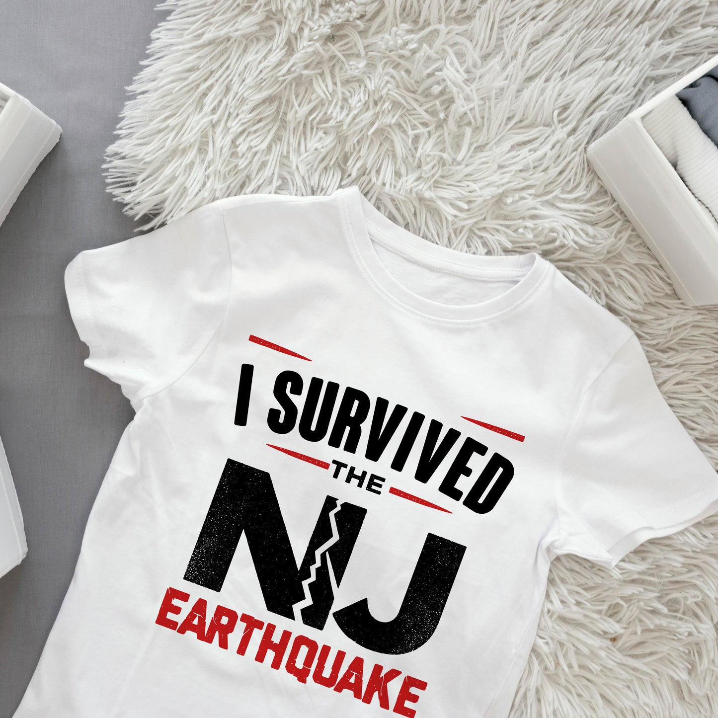 I Survived NJ Earthquake, White T-Shirt