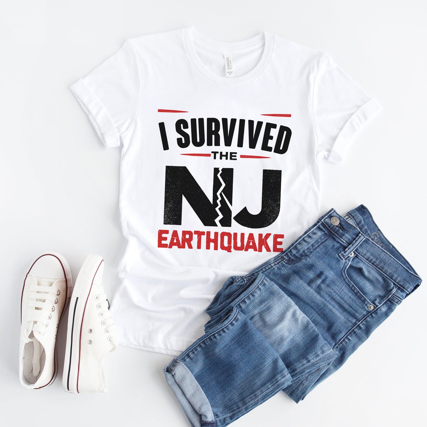 I Survived NJ Earthquake, White T-Shirt