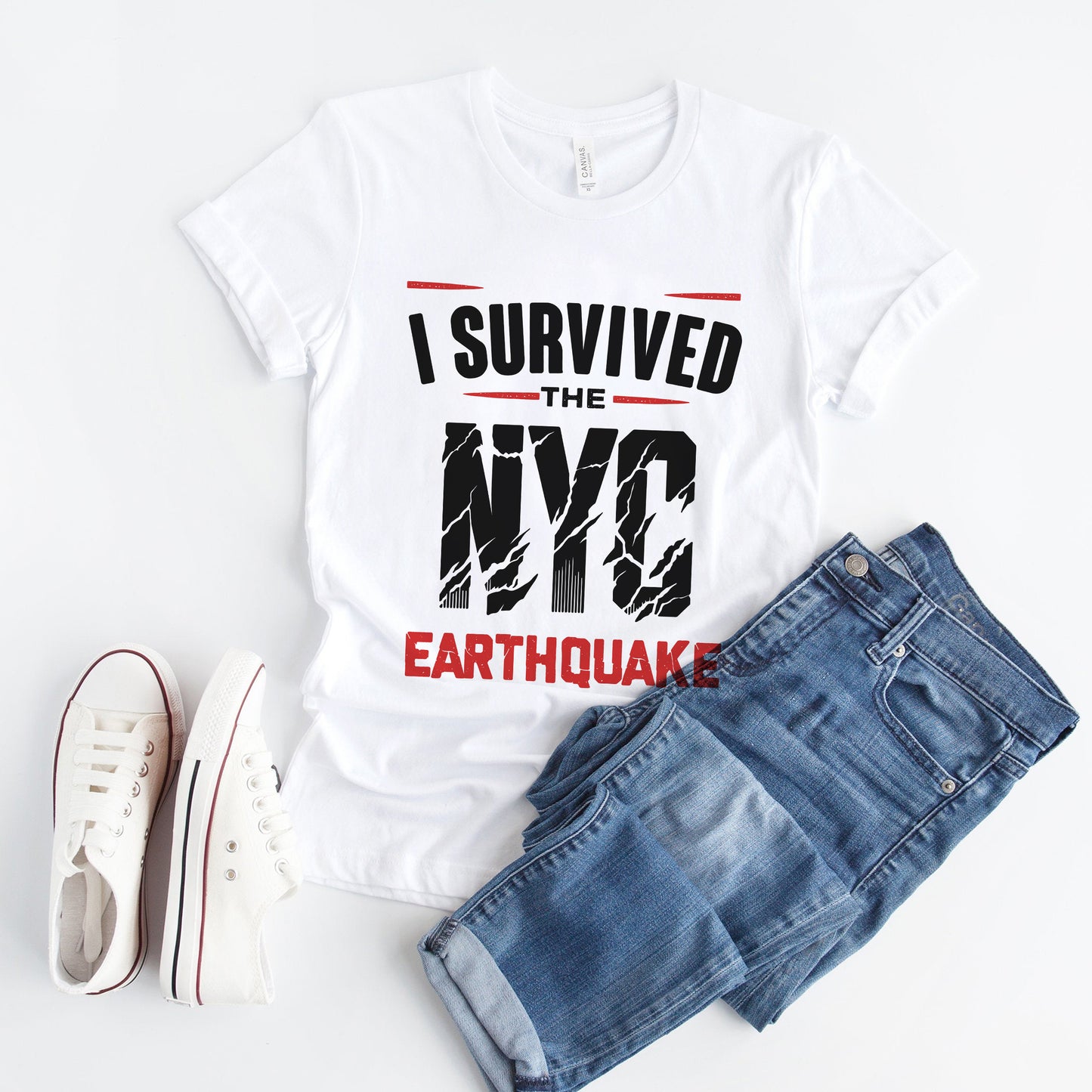 I Survived NJ Earthquake, White T-Shirt