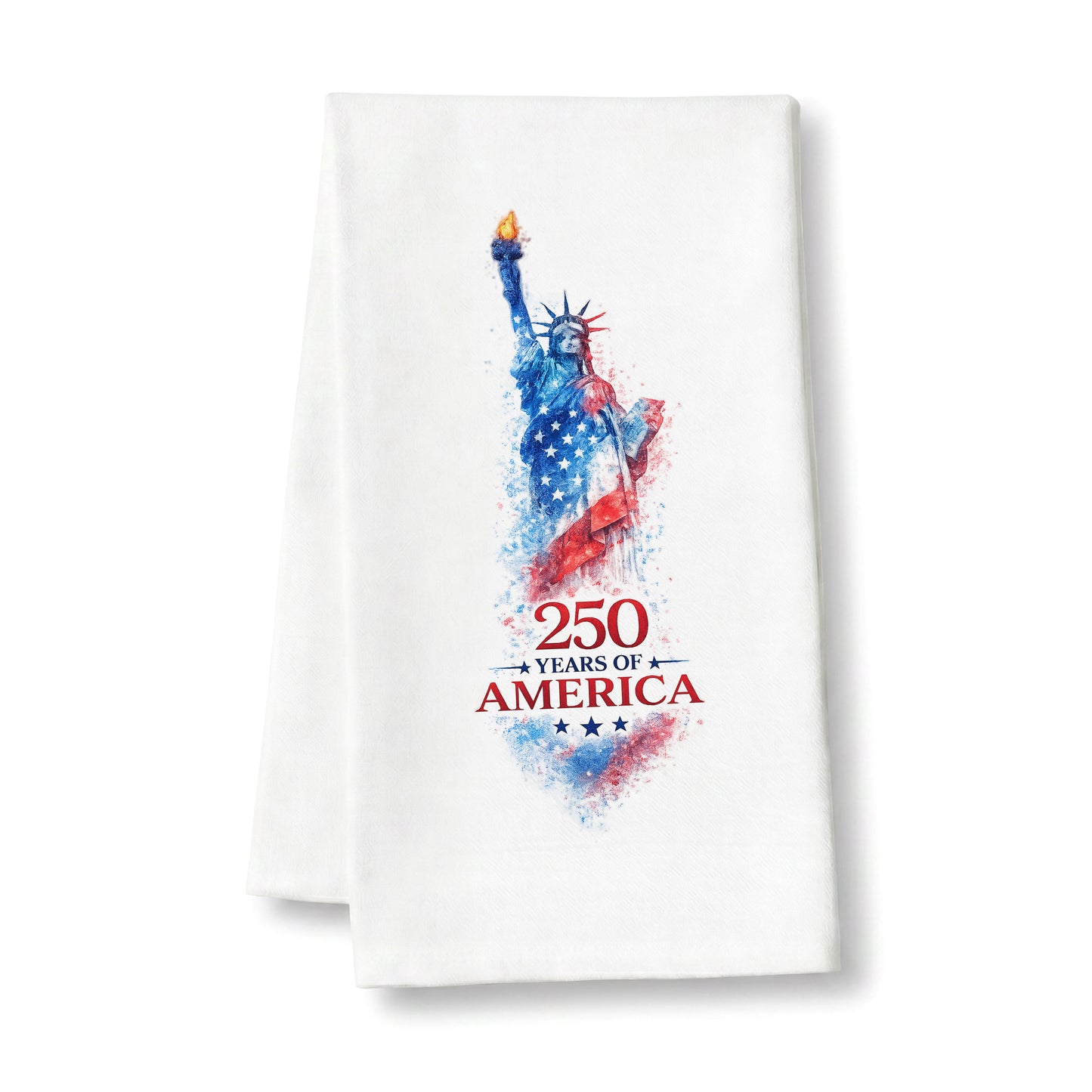 250 Years of America Statue of Liberty tea towel on white background