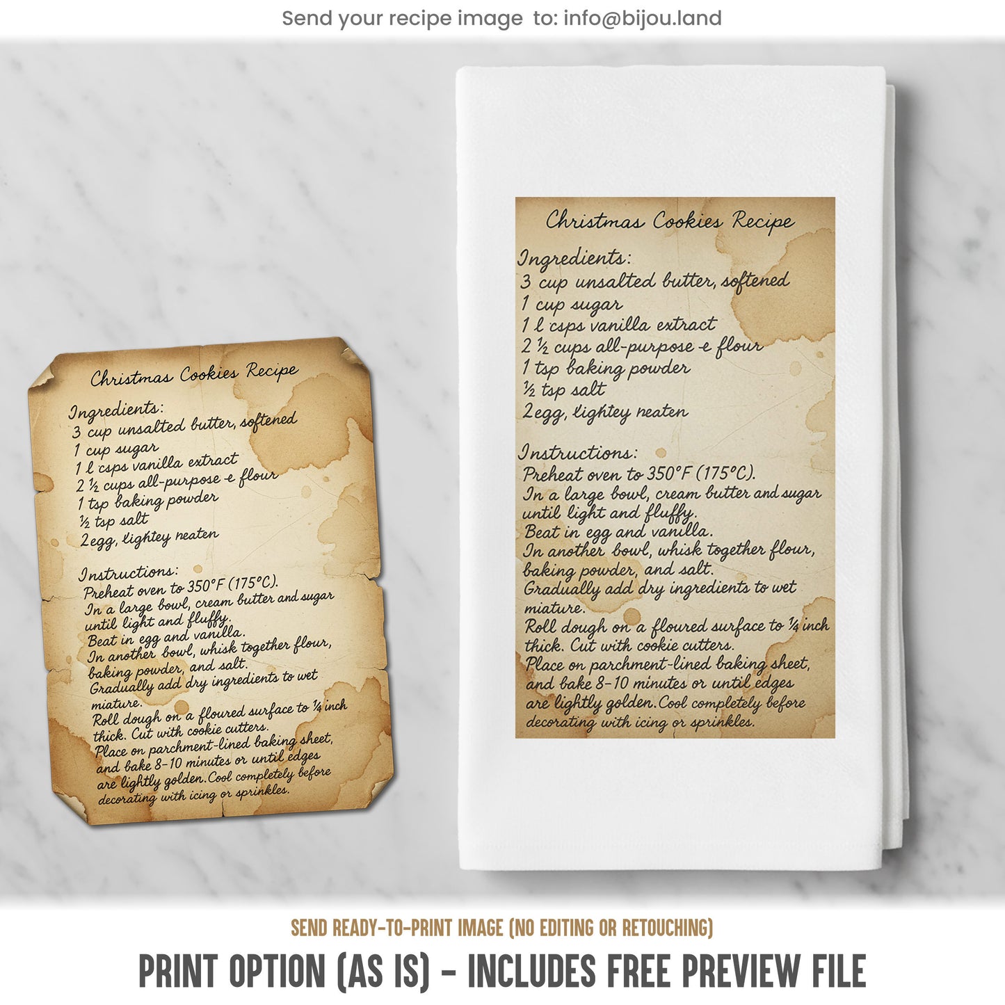Personalized Recipe Kitchen Towel - Premium Organic Cotton