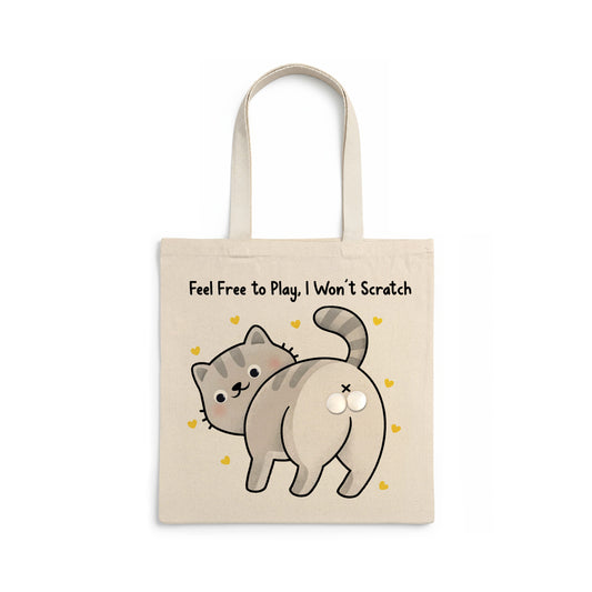 Funny Cat Tote Bag with Wiggle Eyes & Wool Balls