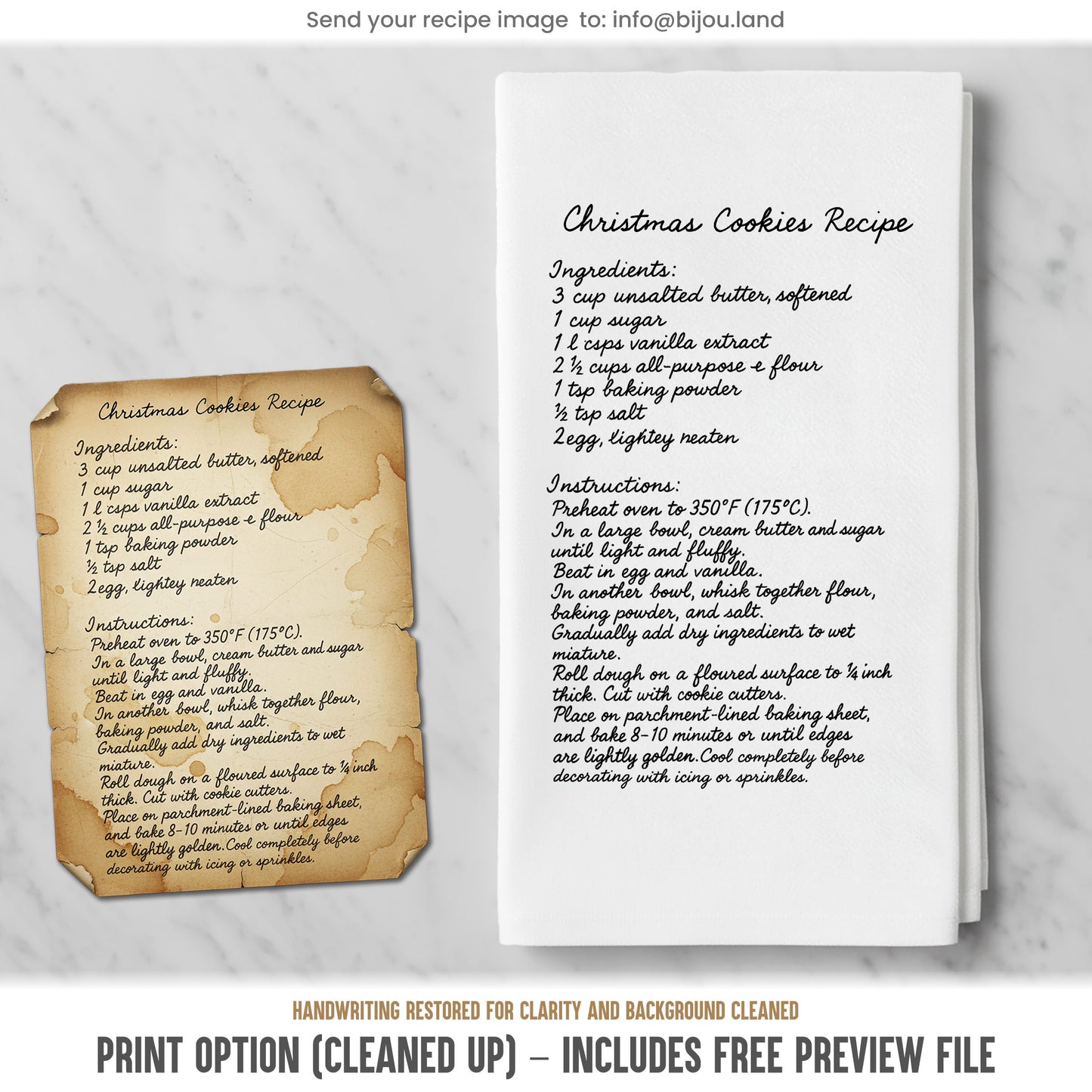 Personalized Recipe Kitchen Towel - Premium Organic Cotton