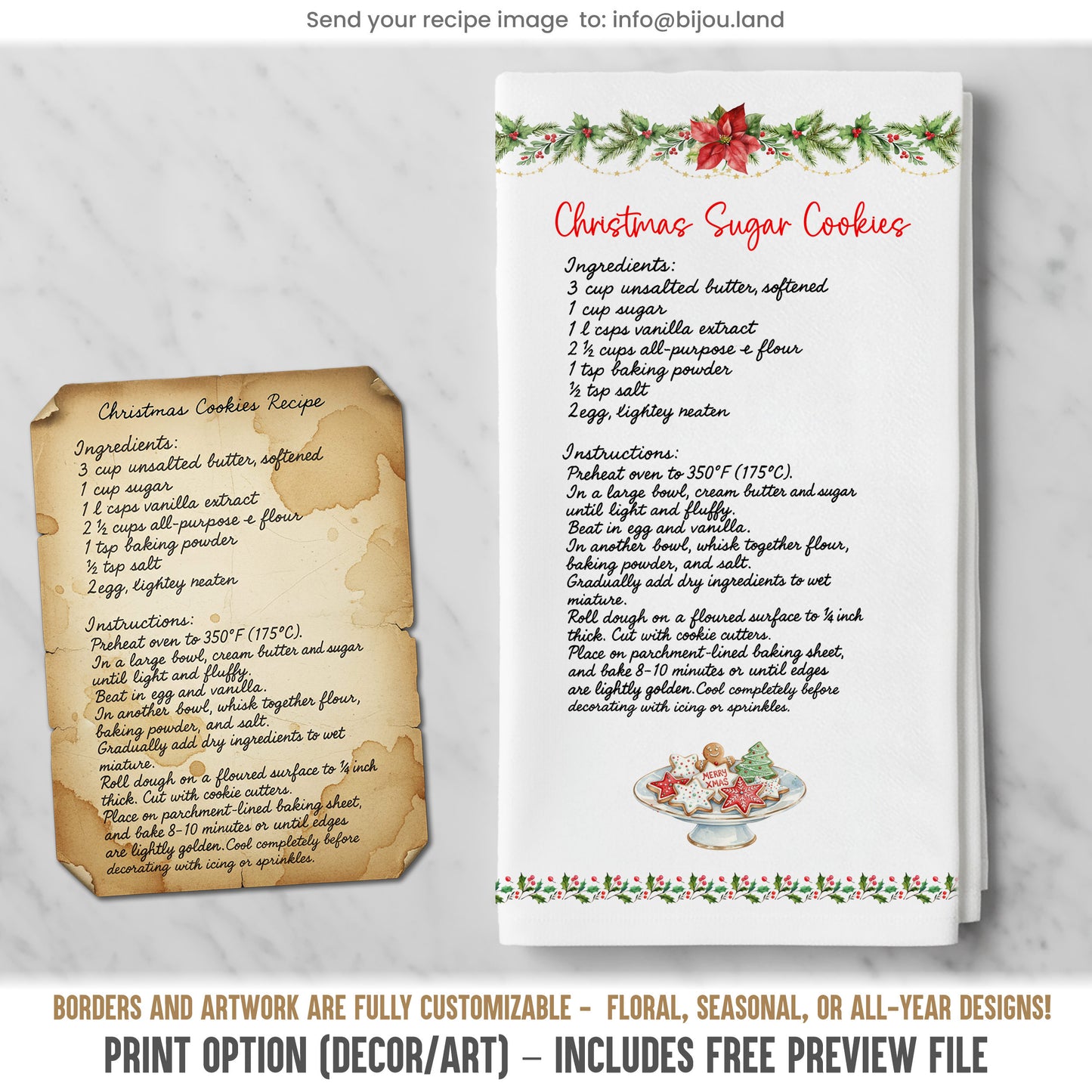 Personalized Recipe Kitchen Towel - Premium Organic Cotton