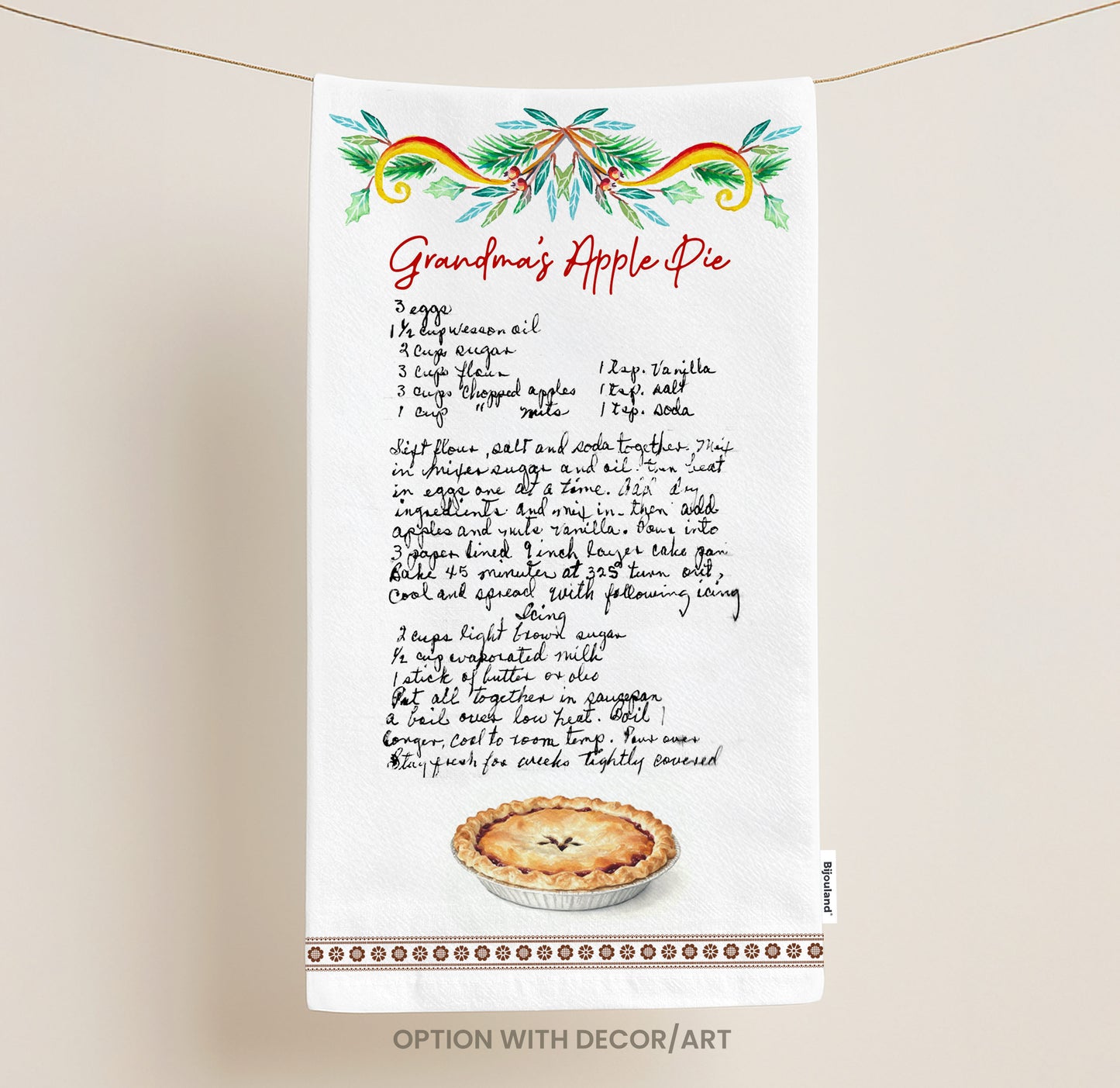 Custom Handwritten Recipe Tea Towel: Organic Cotton