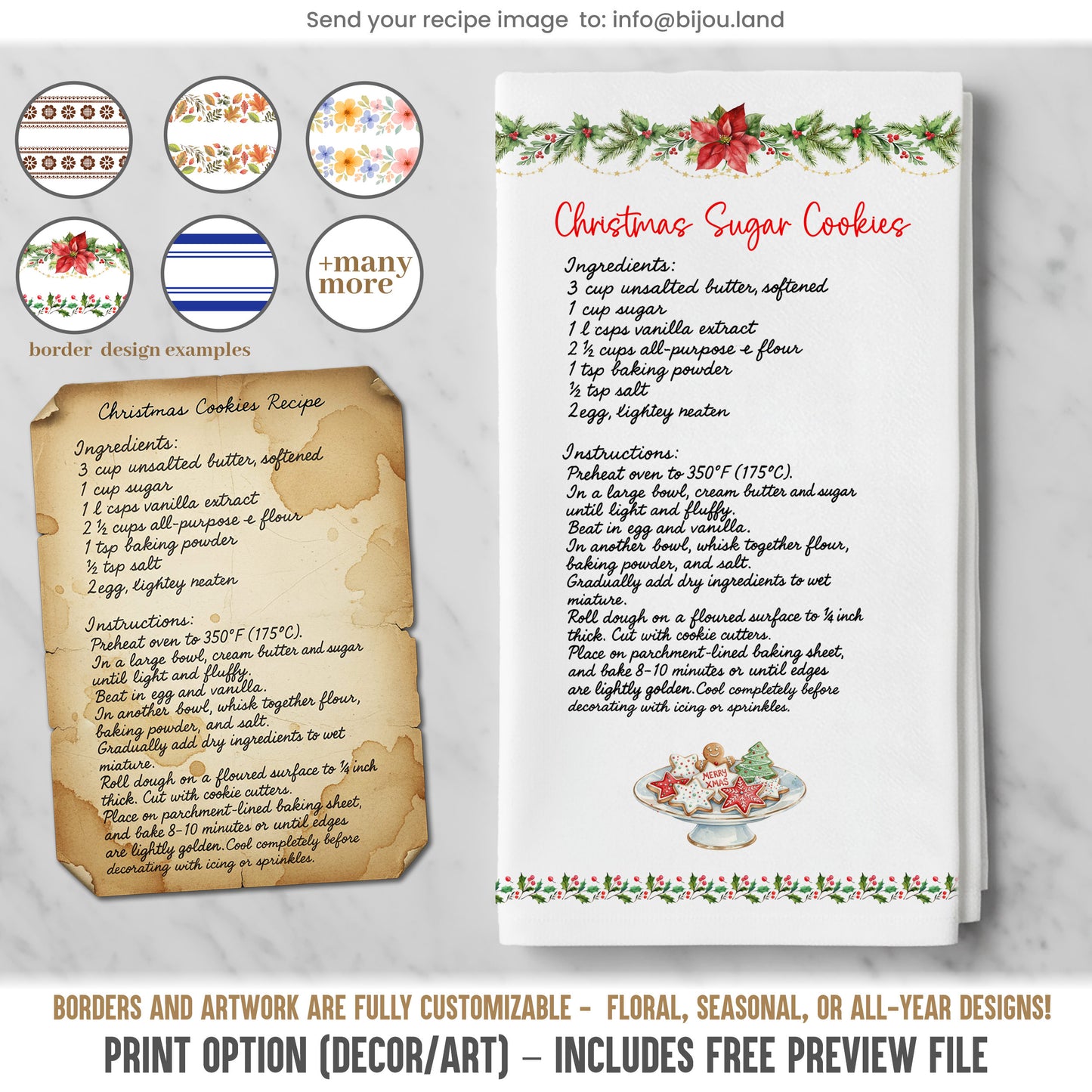 Personalized Recipe Kitchen Towel - Premium Organic Cotton