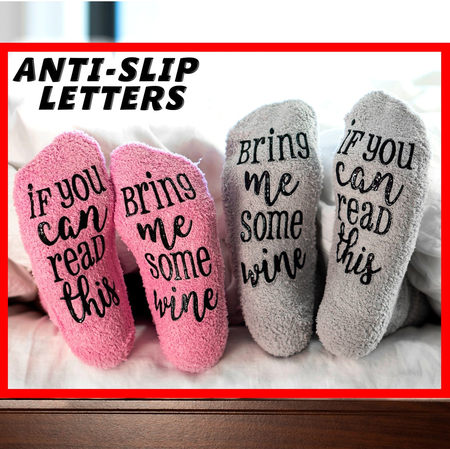 Wine Lover Gift - If You Can Read This Wine Socks - Cozy Fuzzy Unisex Gift, Perfect for Bachelorette Parties and Wine Tasting Events