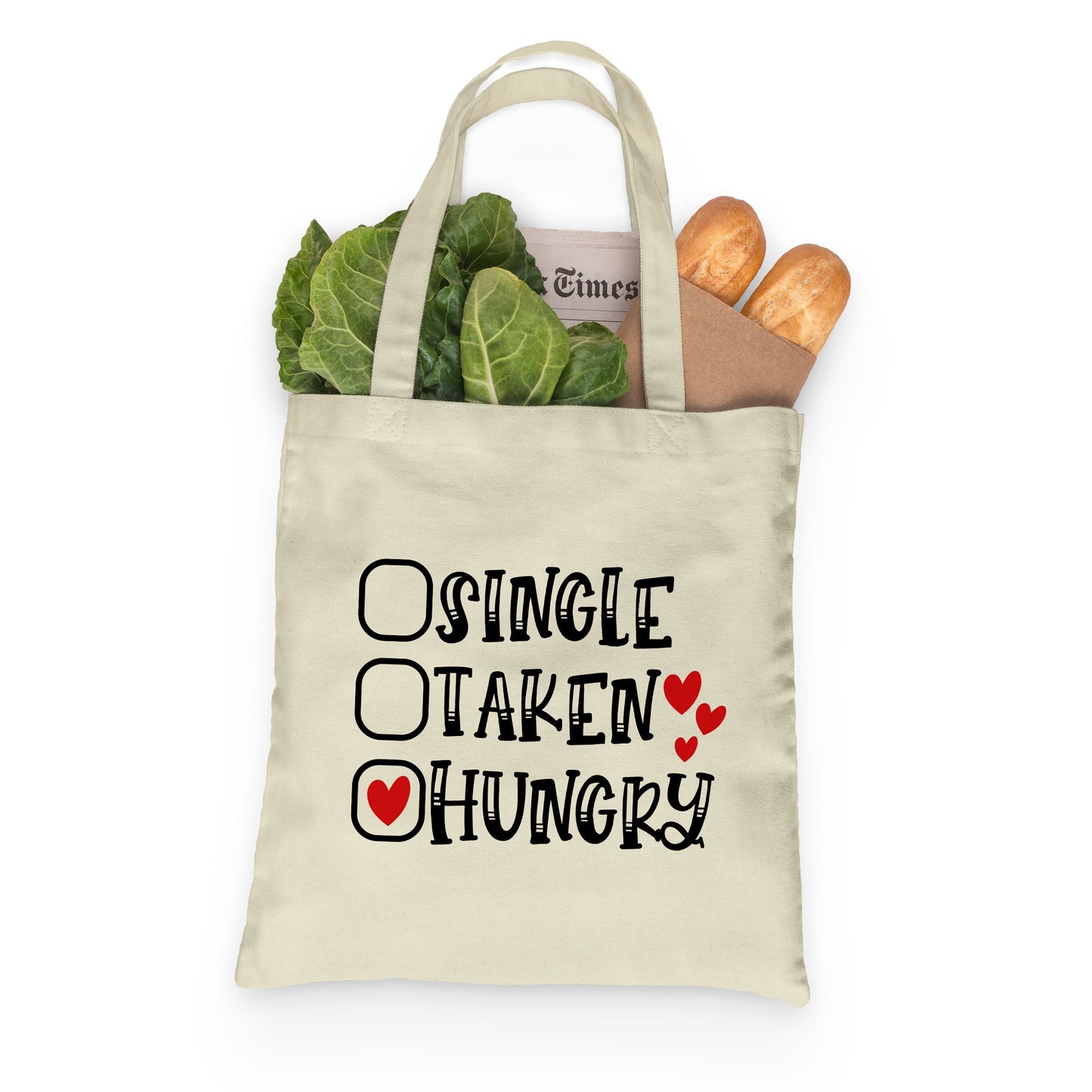 Sustainable Bag Reusable Grocery Bag - Eco Friendly Cotton Tote bag , Hungry Funny Reusable Shopping Bag, Canvas Tote Bags with Print