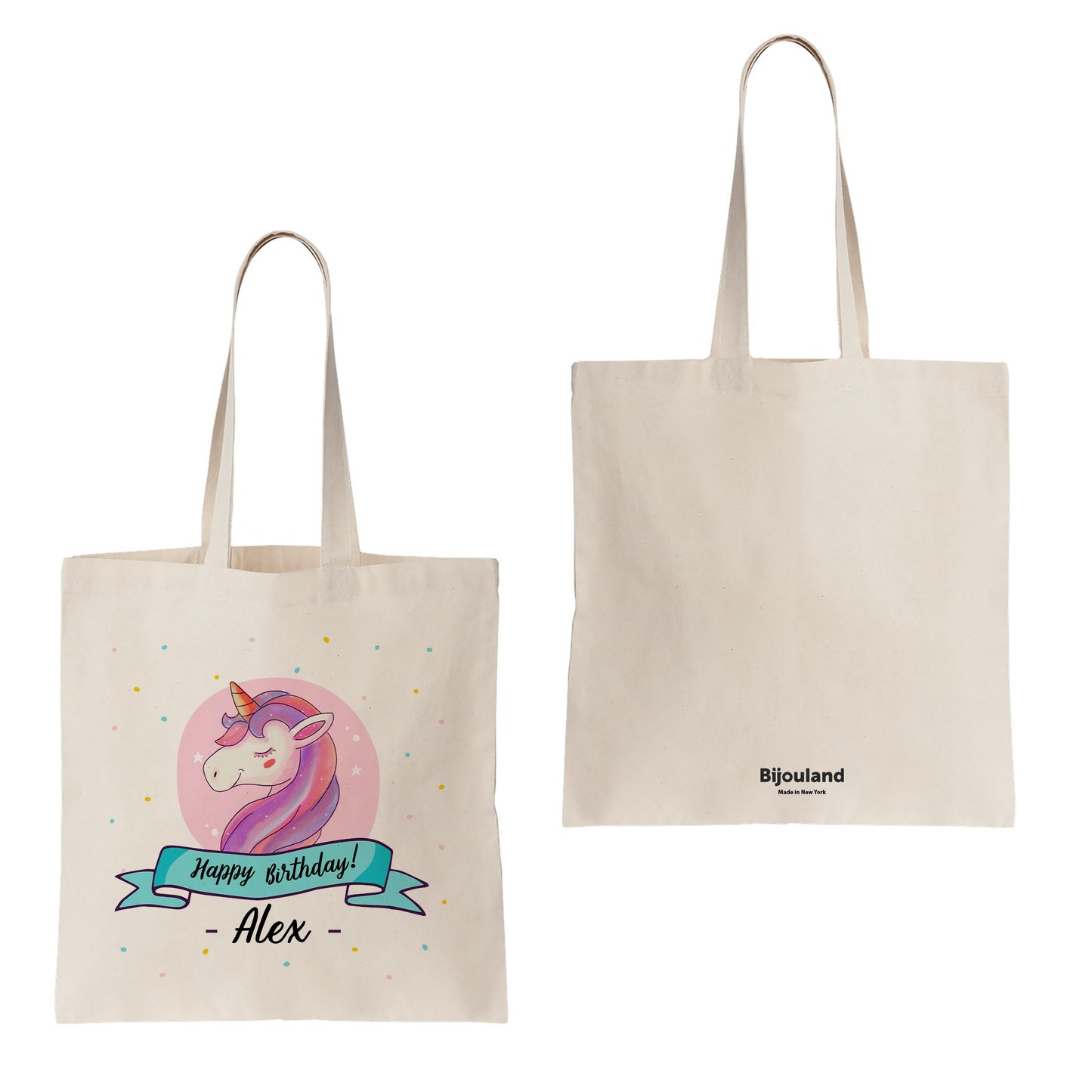 Personalized Birthday Tote Bag Unicorn, Custom Gift Tote Bag Cute Birthday Gift Idea, Cotton Canvas Tote bag, Reusable Gift Bag