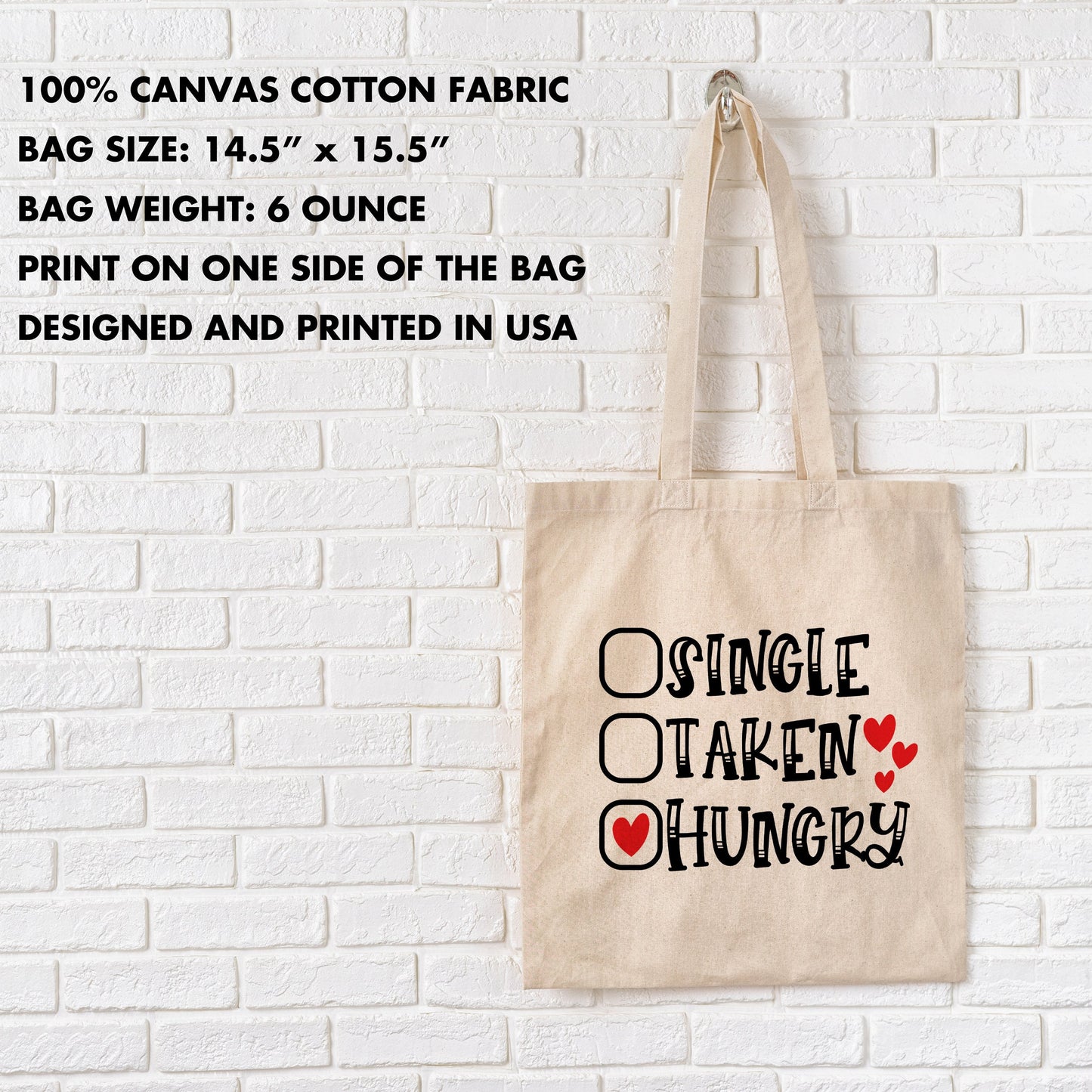 Sustainable Bag Reusable Grocery Bag - Eco Friendly Cotton Tote bag , Hungry Funny Reusable Shopping Bag, Canvas Tote Bags with Print