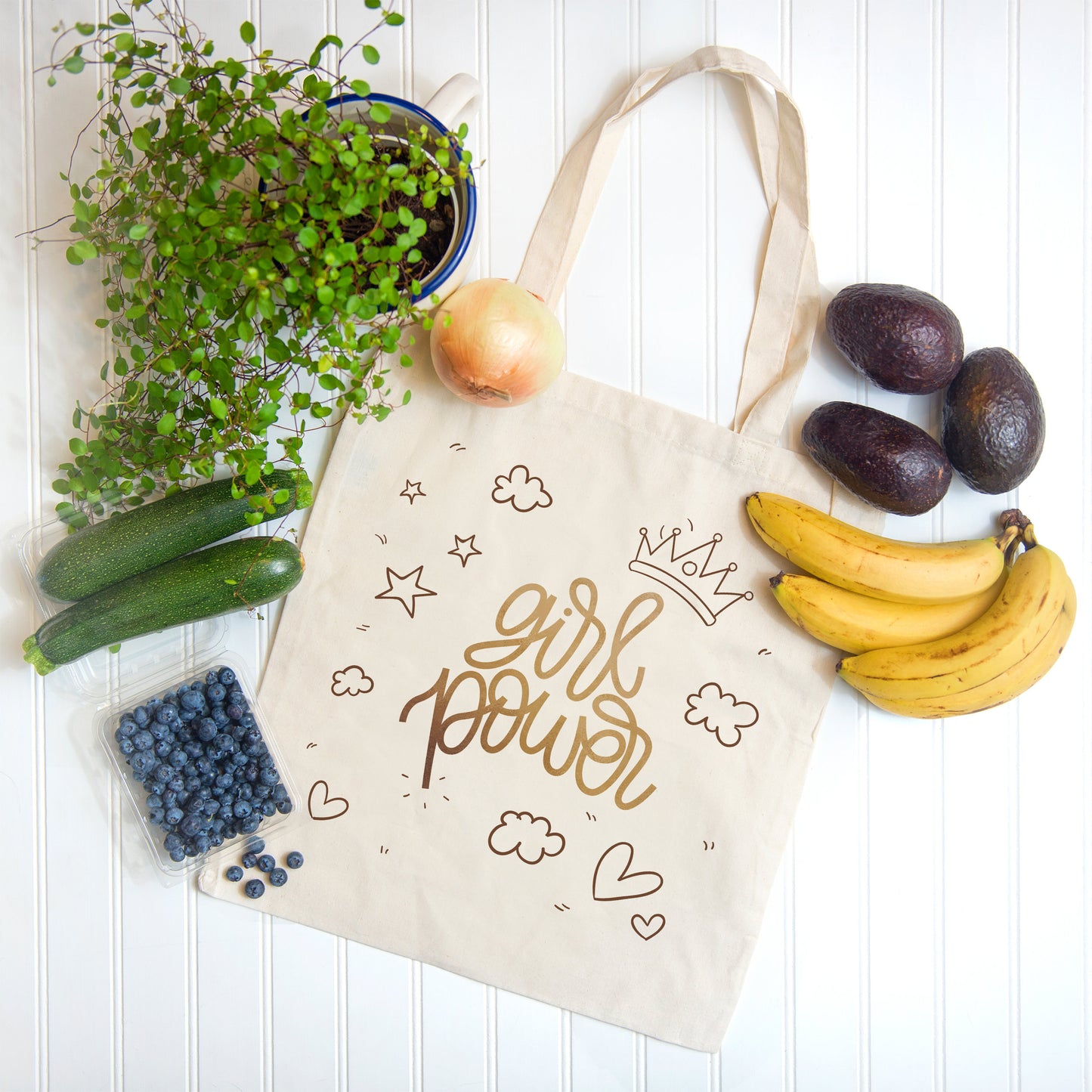 Girl Power Tote Bag Reusable Cotton Bag Mothers Day Bag, Mom Gifts, Mommy Gift, Gift for Mom, Gift for Mother, Feminist Gift Empowerment Bag