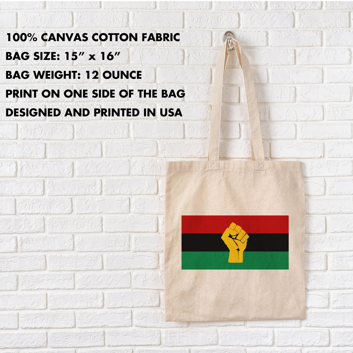 Pan African Flag Tote Bag, Black History Month Gift, Black Lives Matter Canvas Bag, Reusable Cotton Bag, Black History Bag, Shopping Bag