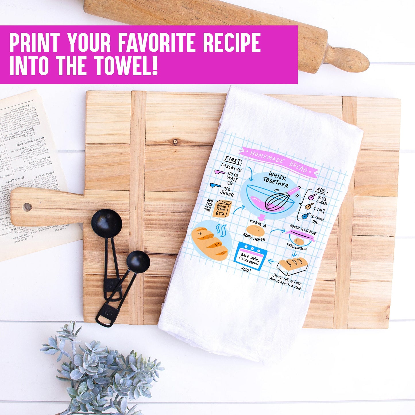 Personalized Kitchen Tea Towel, Custom kitchen towel with Recipe, Personalized Kitchen Towels White Flour Sack Cotton, Tea towel gift
