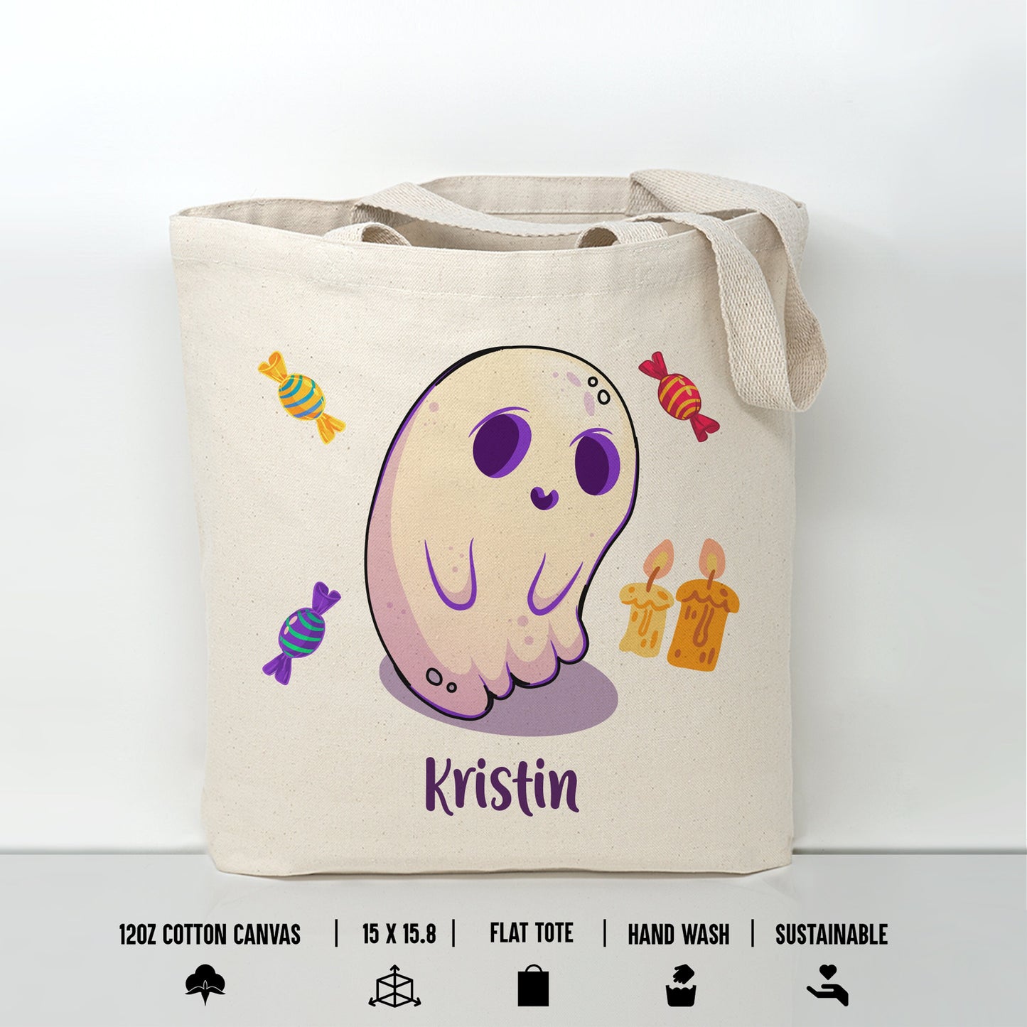 Personalized Trick or Treat Canvas Tote Bag, Custom Halloween Tote Bag for Trick or Treating, Halloween Candy Bag, Halloween Gift Tote