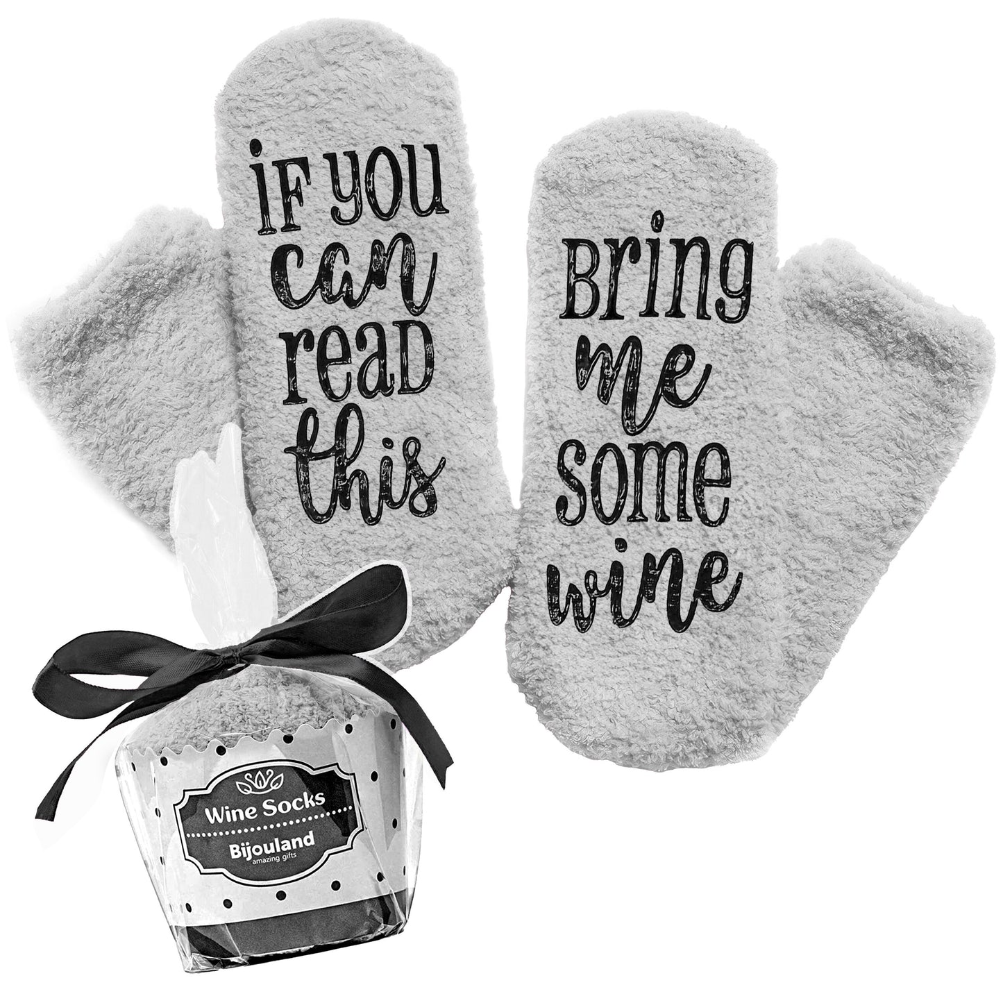 Wine Lover Gift - If You Can Read This Wine Socks - Cozy Fuzzy Unisex Gift, Perfect for Bachelorette Parties and Wine Tasting Events