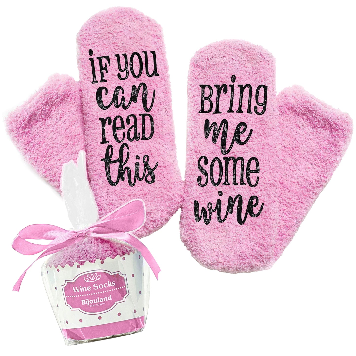 Wine Lover Gift - If You Can Read This Wine Socks - Cozy Fuzzy Unisex Gift, Perfect for Bachelorette Parties and Wine Tasting Events