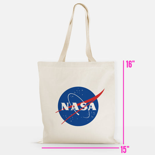 Nasa Tote Bag, NASA Worm Tote Bag, NASA Logo Cotton Canvas Space Bag, Nasa Print Cotton Bag, Astronaut Outfit Gift Idea, Space Lover Gift