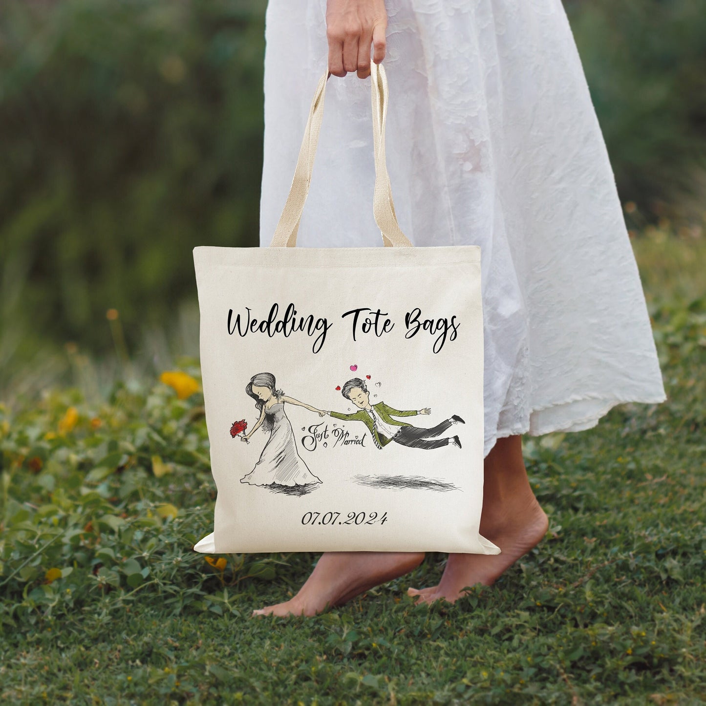 Personalized Tote Bag, Bridal Wedding Favor Bags, Personalized Custom Canvas Tote, Bachelorette Party Favors, Wedding Destination Tote Bag