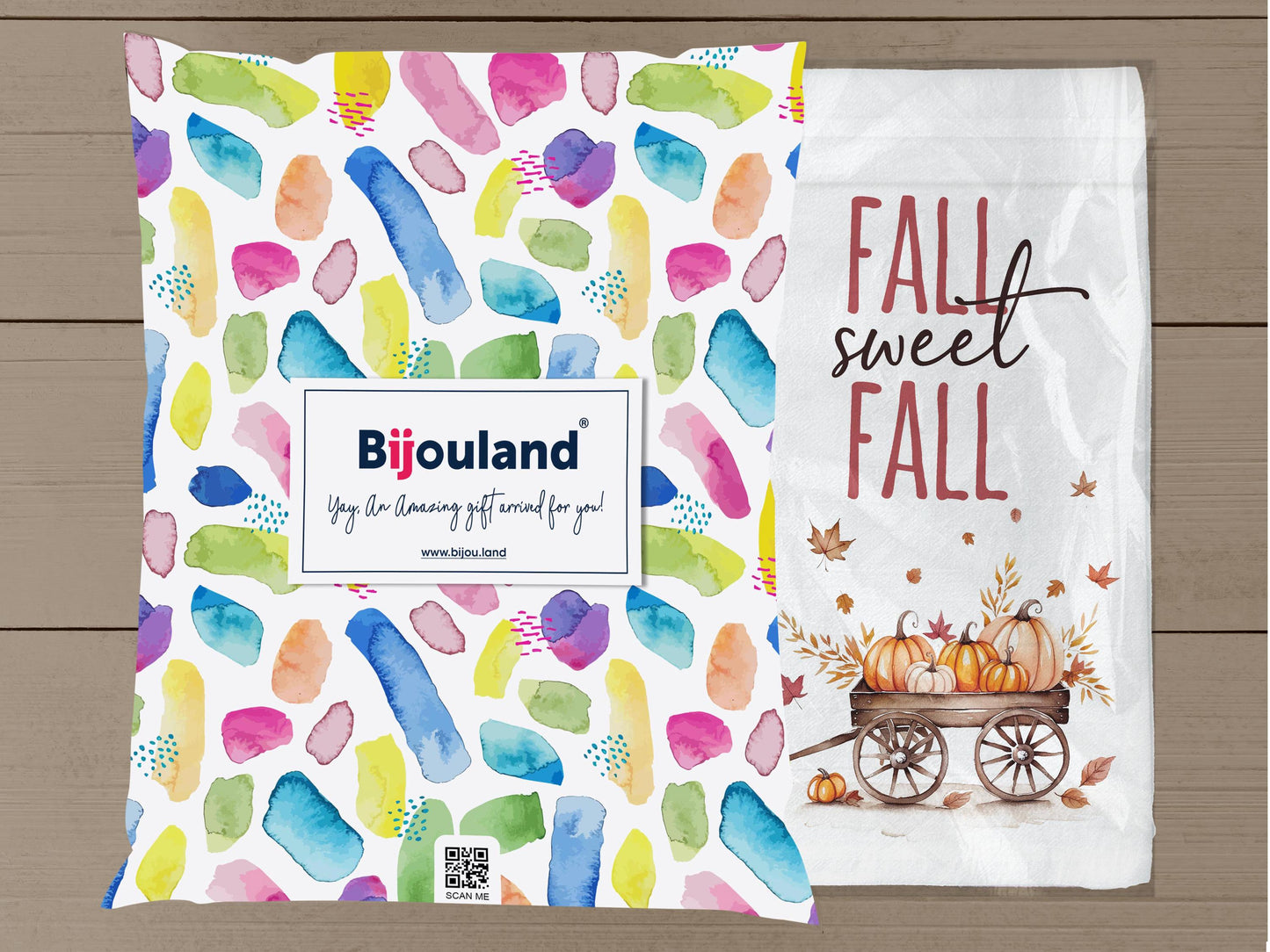 Fall Sweet Fall Kitchen Towel - Rustic Autumn Decor with Pumpkins - Perfect for Thanksgiving & Halloween - Organic Cotton Flour Sack Towel