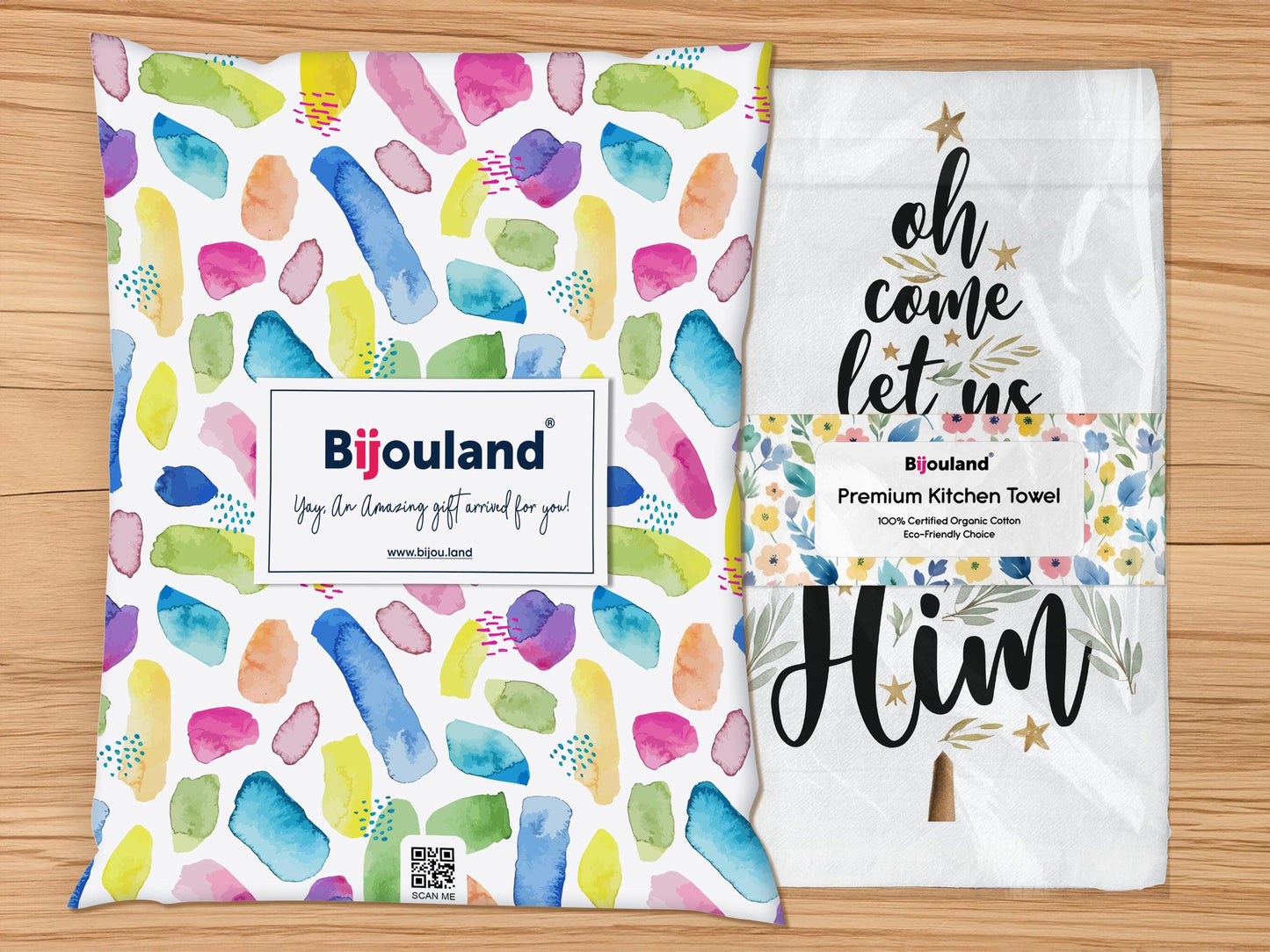 Christmas Kitchen Towel Oh Come Let Us Adore Him, Religious Holiday Decor, Farmhouse Christmas Family Christmas Present - Organic Cotton