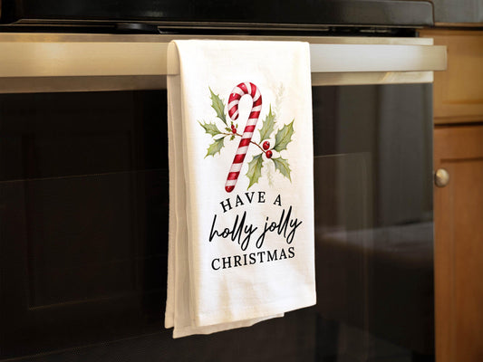 Holly Jolly Christmas - Candy Cane Holiday Christmas Kitchen Towel