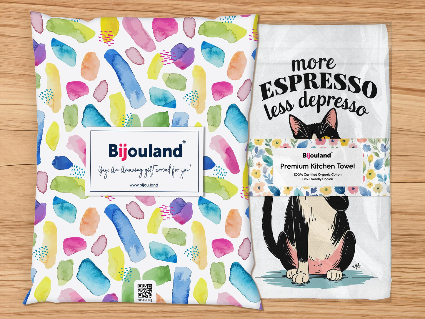 More Espresso Less Depresso, Funny Cat Kitchen Towel, Coffee Lover Gift, Cute Kitchen Decor