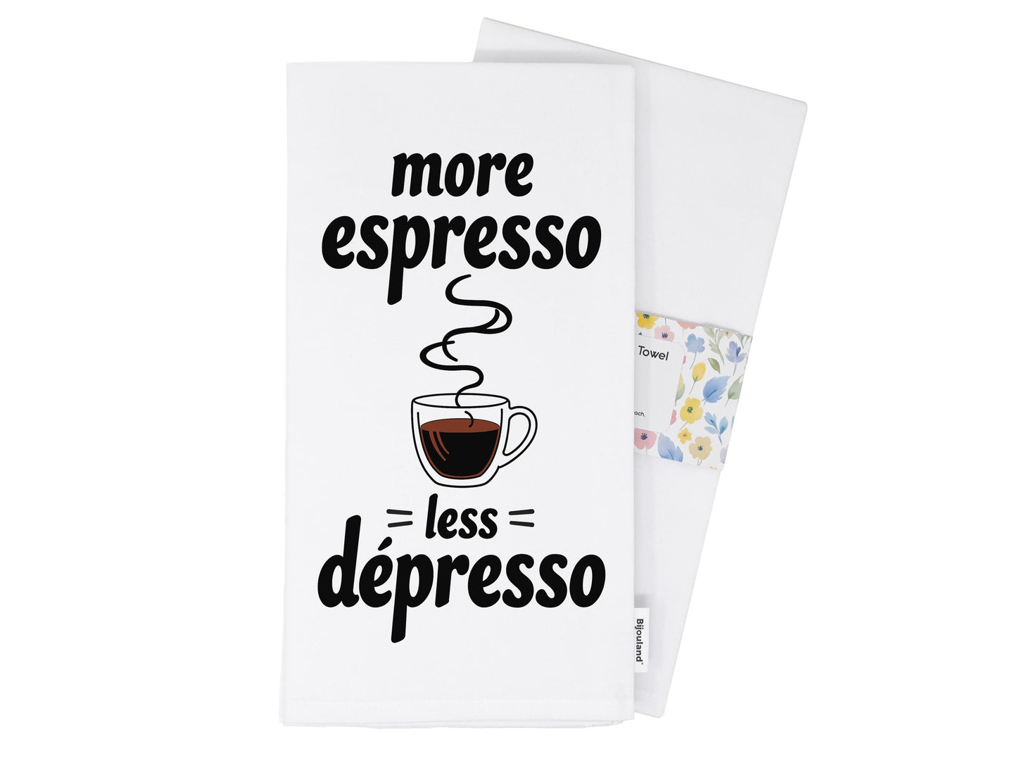 More Espresso Less Depresso, Funny Coffee Bar Towel, Coffee Lover Gift, Modern Kitchen Decor