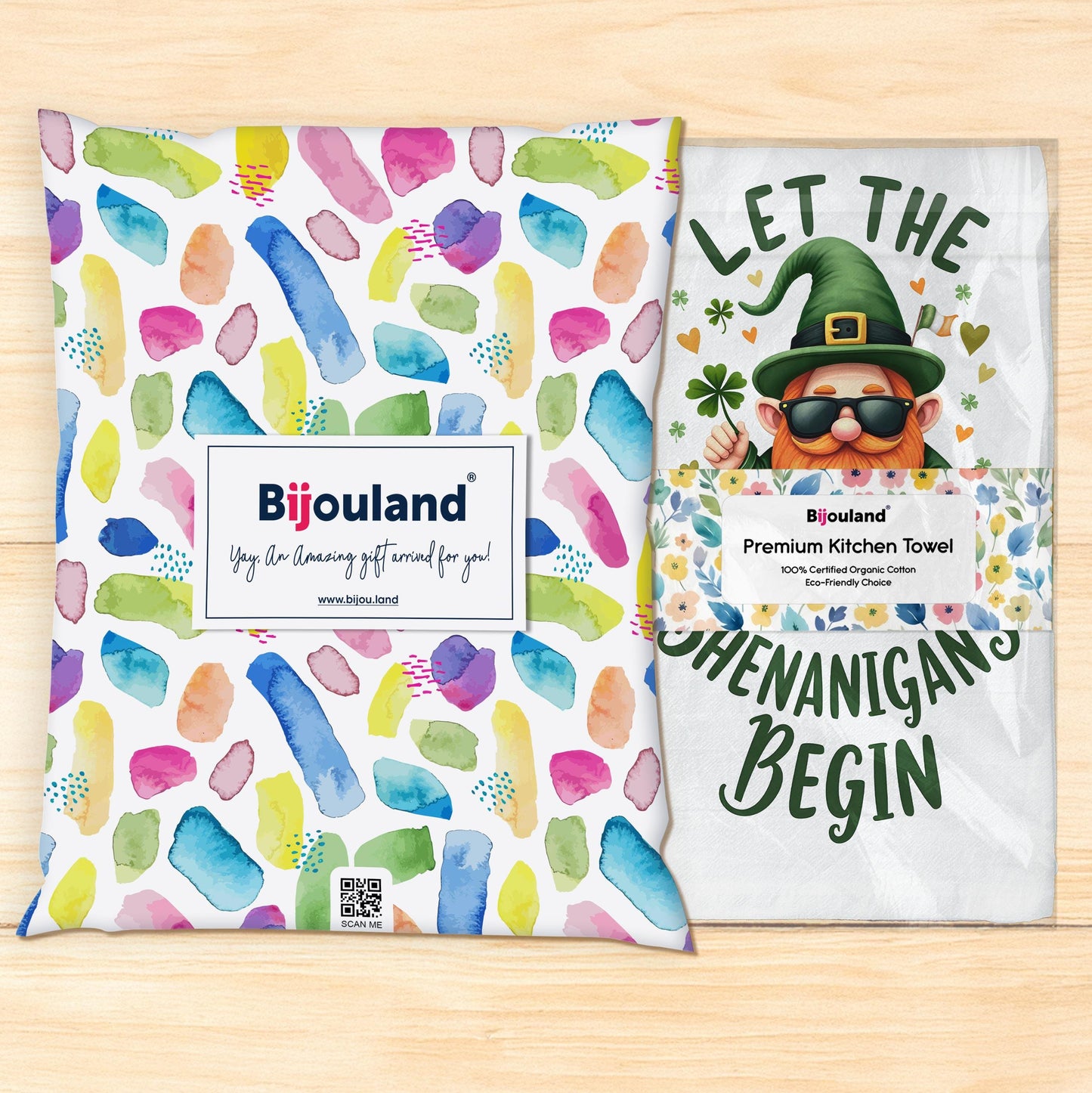 St. Patrick's Day Gnome Tea Towel - Let the Shenanigans Begin Kitchen Towel - Irish Decor Gift - Flour Sack Organic Cotton Tea Towel