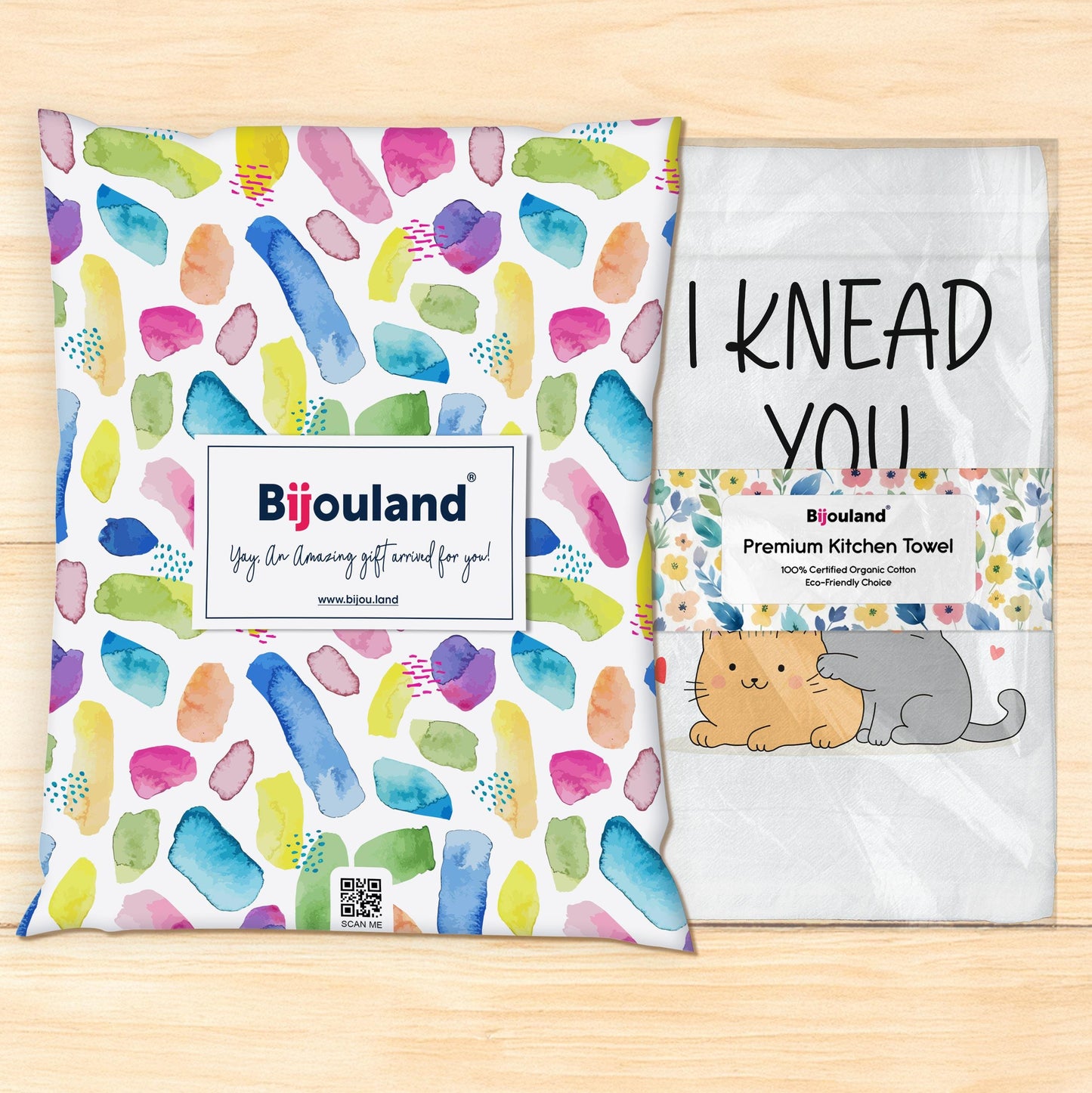 I Knead You Cat Kitchen Towel - Funny Cat Pun Gift for Bakers, Cat Moms & Lovers - Flour Sack Organic Cotton