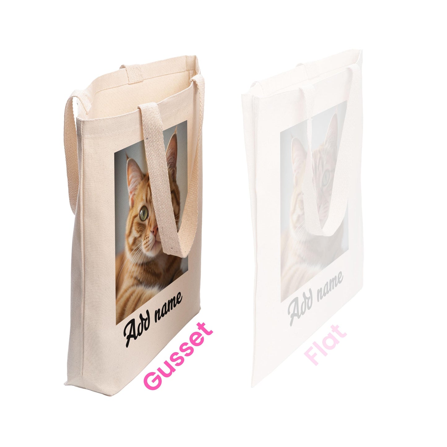 Custom Pet Photo & Name Tote Bag - Personalized Dog Cat Portrait - Eco-Friendly Canvas Bag - Dog Mom Cat Dad Gift