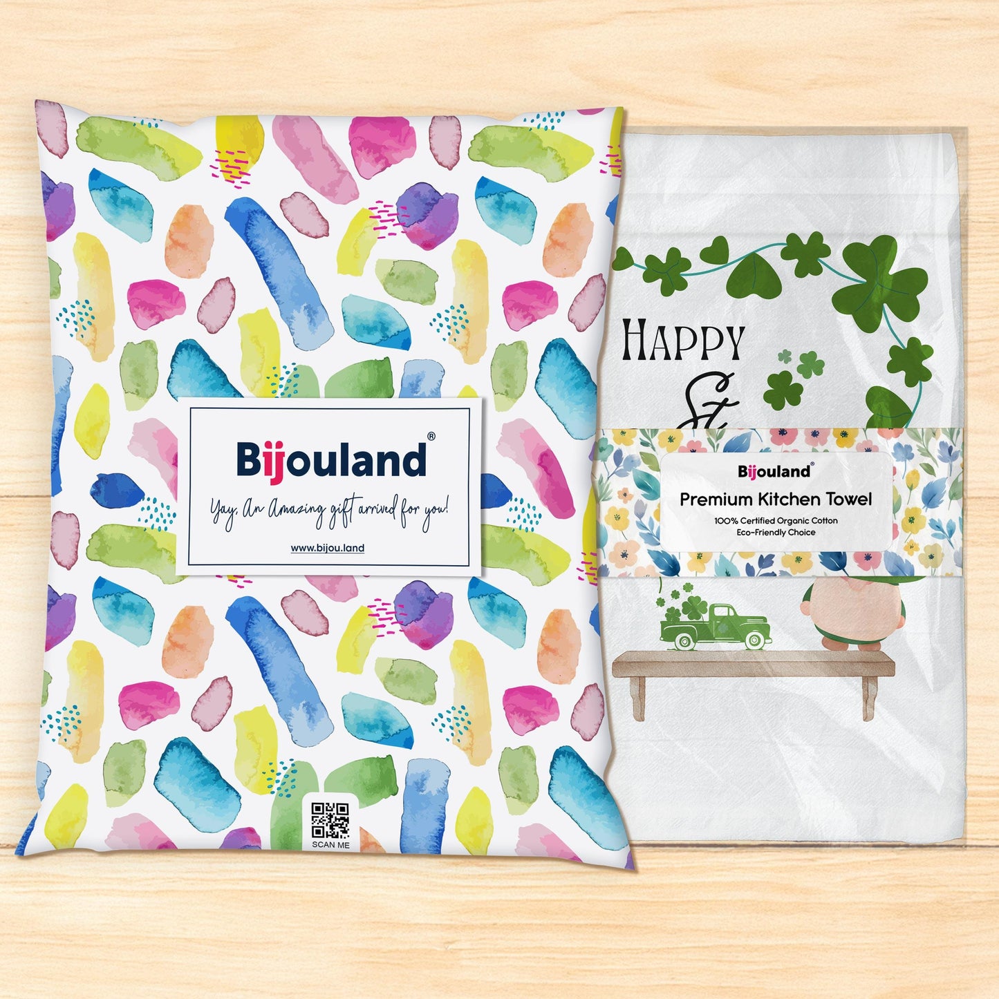 Happy St. Patrick's Day Kitchen Towel, Irish Shamrock Gnome Tea Towel - Flour Sack Organic Cotton Tea Towel