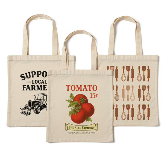 Cotton Canvas Tote Bags with Custom Full Color Print