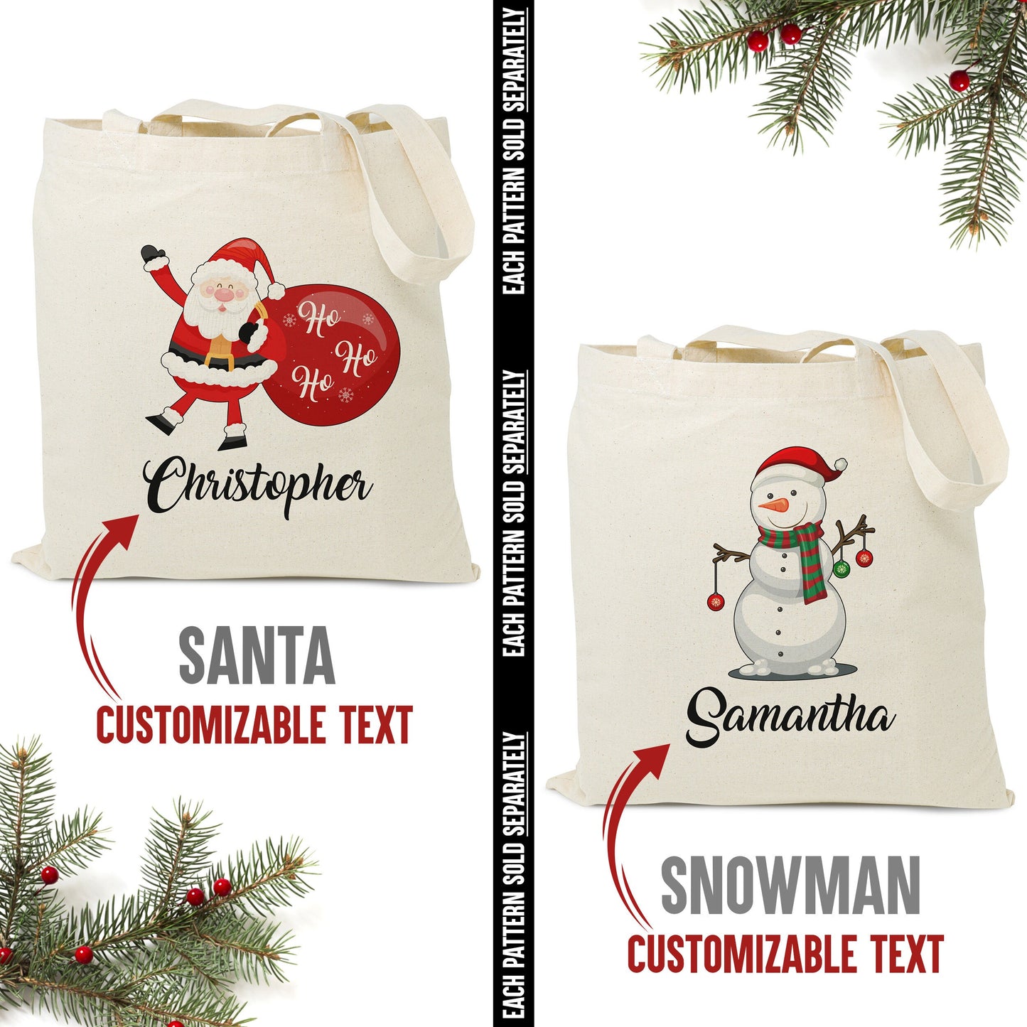 Personalized Christmas Tote Bags, Christmas Custom gifts, Custom Xmas Tote Bag, Personalized Christmas Stockings Stuffers, Christmas Decor