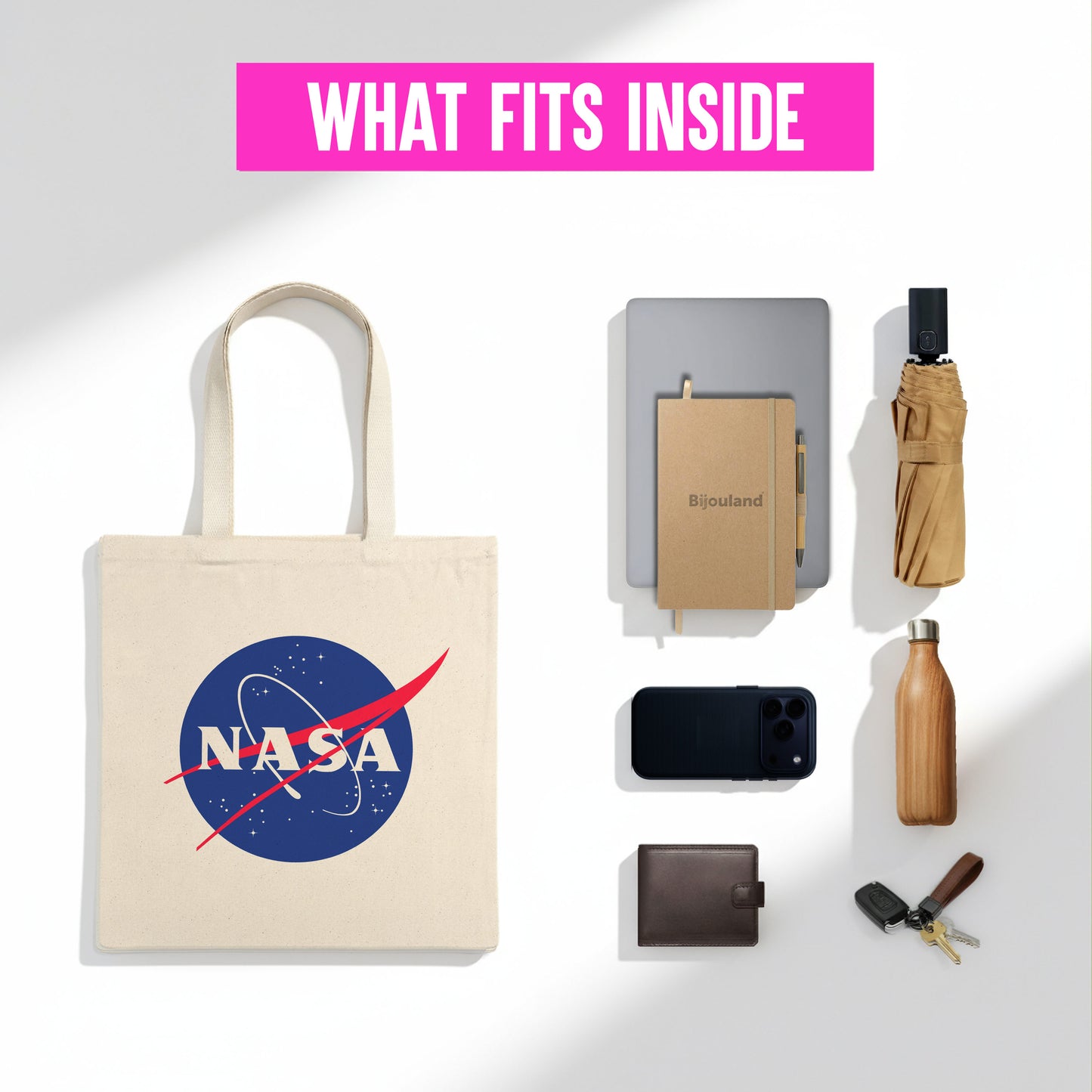 NASA Logo Tote Bag - Iconic Nasa Meatball Space Cotton Canvas Bag