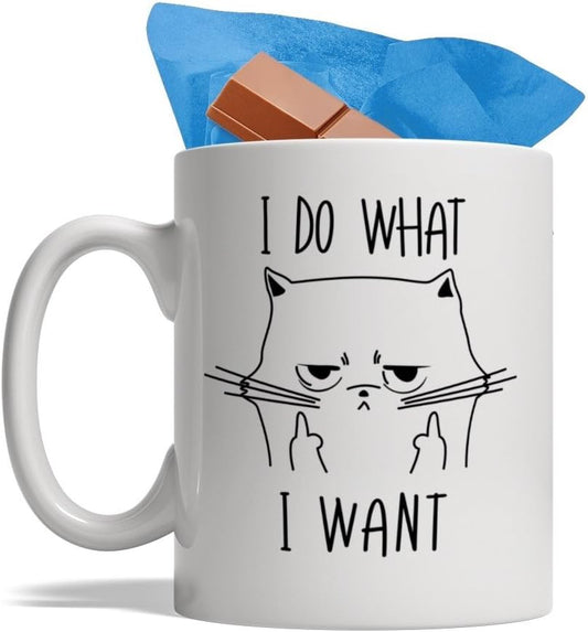 I Do What I Want - Funny Cat Lover Ceramic Coffee Mug