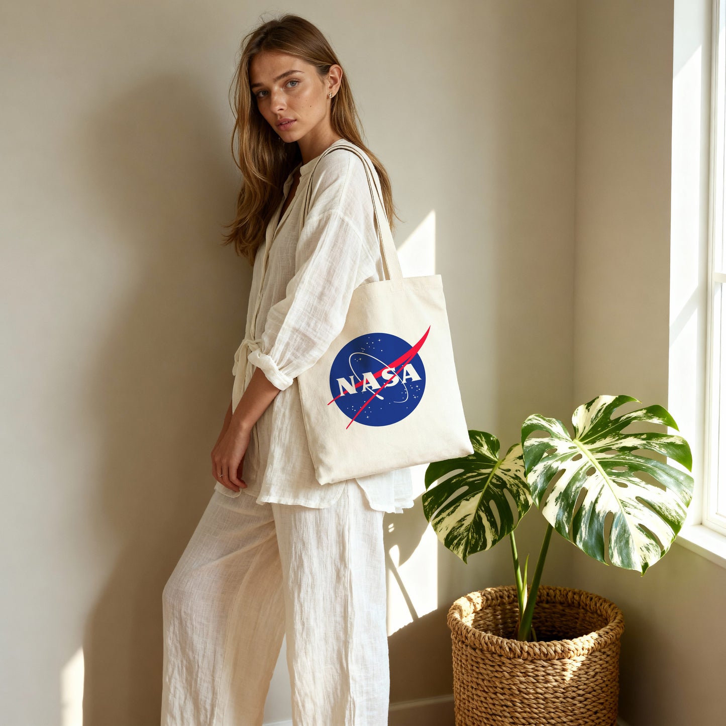 NASA Logo Tote Bag - Iconic Nasa Meatball Space Cotton Canvas Bag