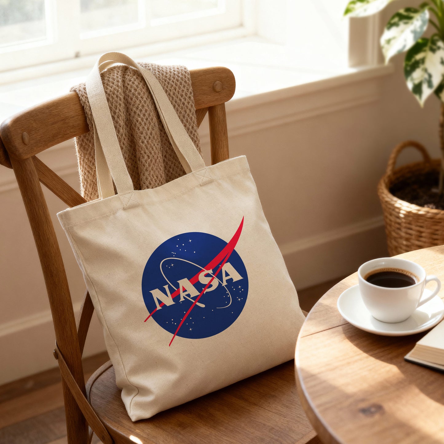 NASA Logo Tote Bag - Iconic Nasa Meatball Space Cotton Canvas Bag