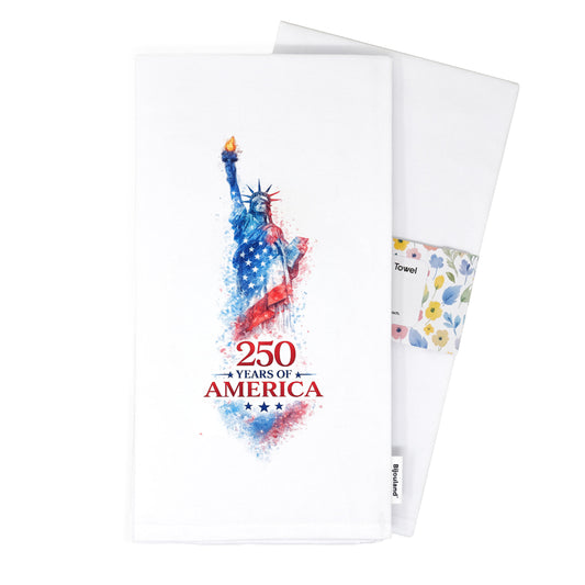 Folded 250 Years of America Statue of Liberty tea towel detail