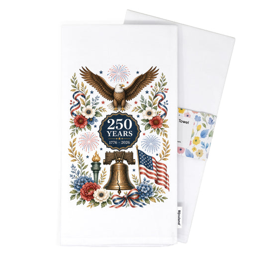 America 250 eagle heritage tea towel folded with belly band
