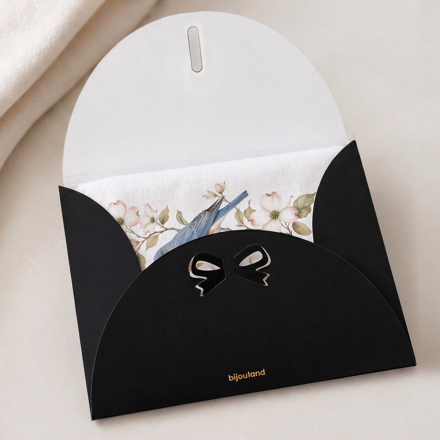 Bluebird and dogwood tea towel gift envelope option