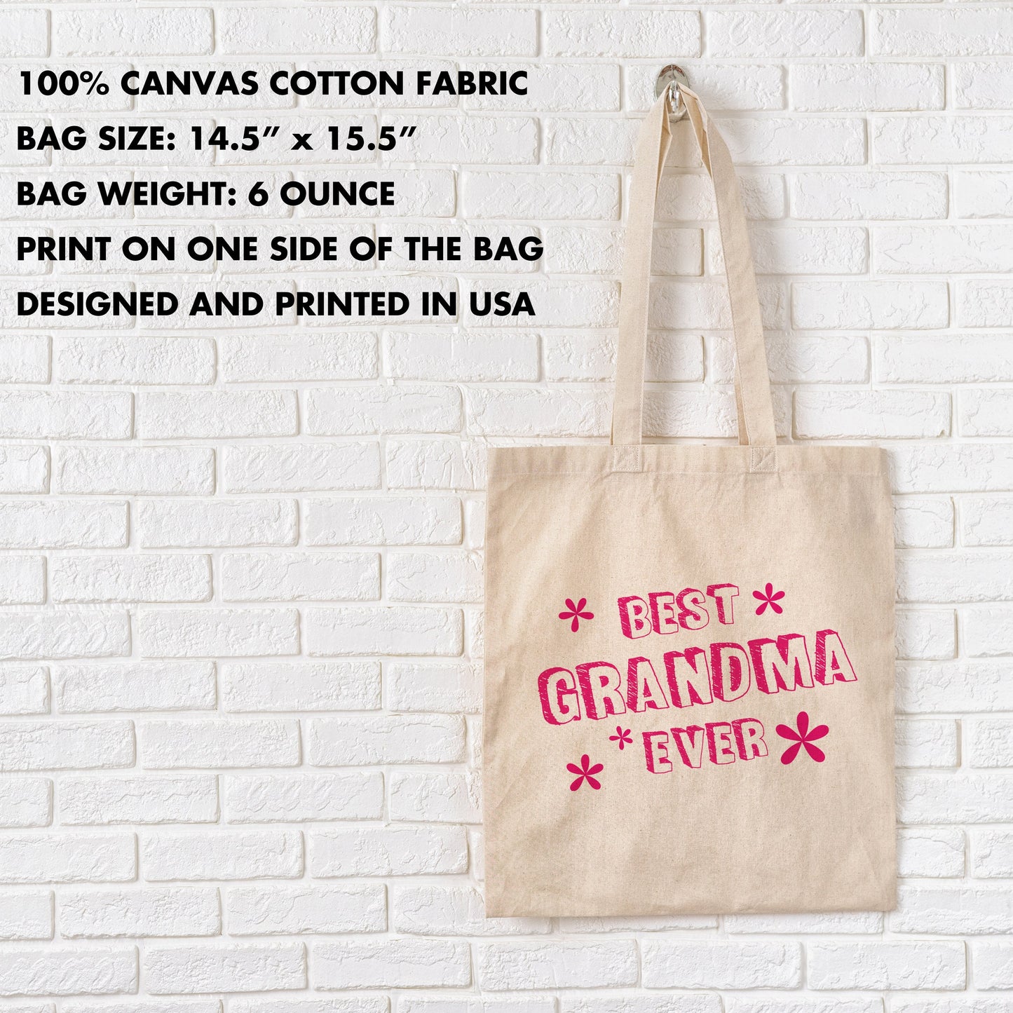 Best Grandma Ever Tote Bag, Grandma mothers day gift, Cotton Reusable Bag, Grandmother Gifts, Nana Gift, Granny Gift, Gifts for Grandma