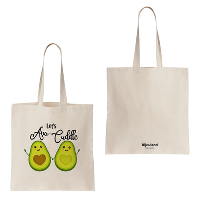 Reusable Grocery Bag Let's Avo Cuddle - Avocado Print Grocery Bag - Eco Friendly Cotton Tote bag Market Tote Bag, Food Pun, Funny Gift