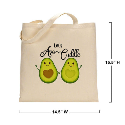 Reusable Grocery Bag Let's Avo Cuddle - Avocado Print Grocery Bag - Eco Friendly Cotton Tote bag Market Tote Bag, Food Pun, Funny Gift
