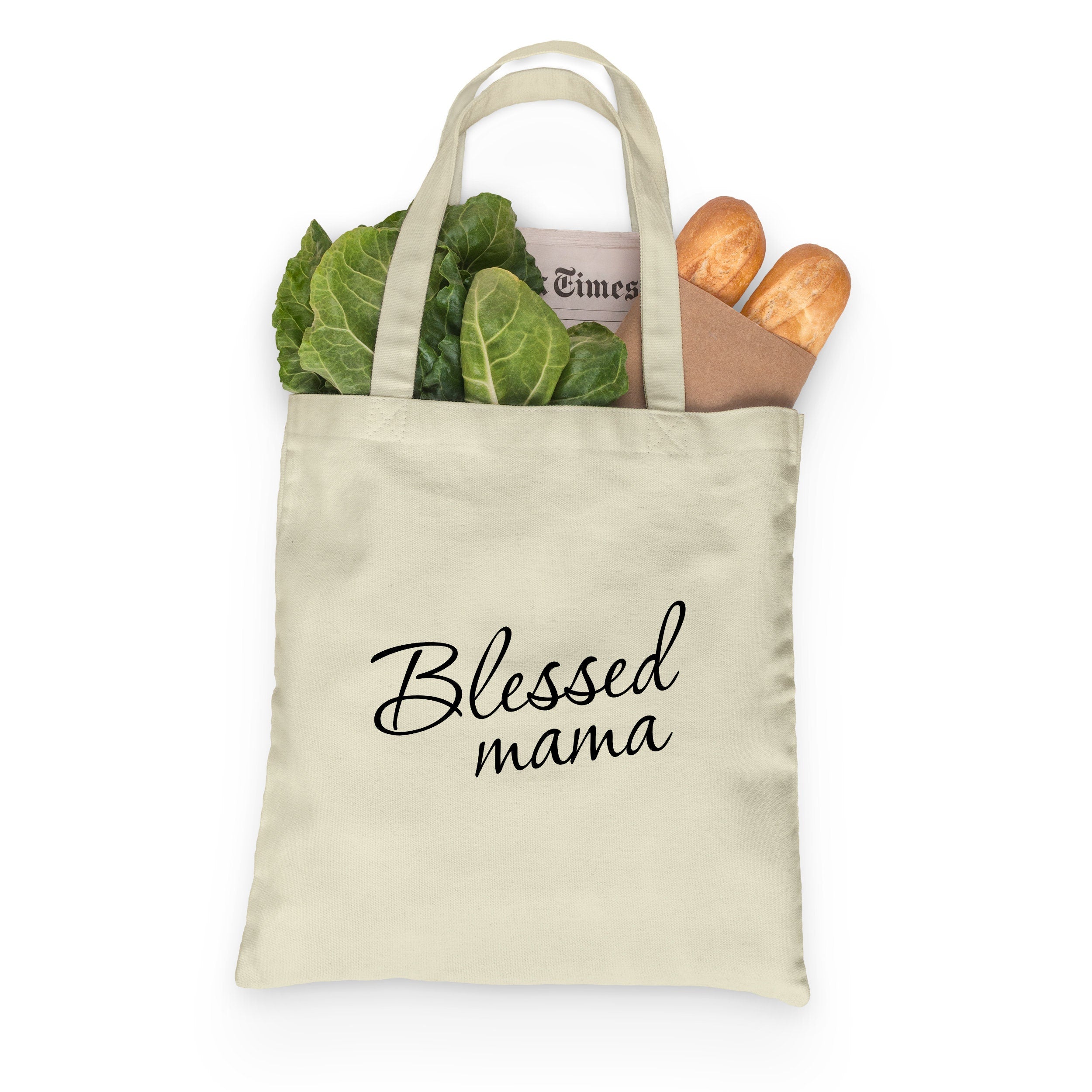 Reusable Grocery Bag Blessed mama Canvas Tote Bag Natural Canvas Tot Bijouland