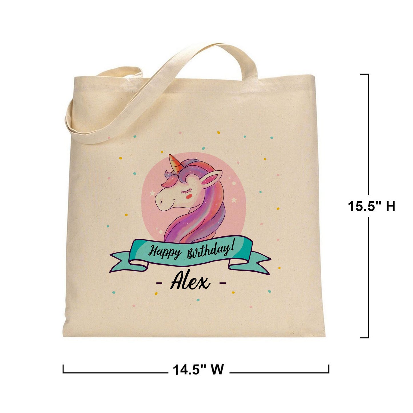 Personalized Birthday Tote Bag Unicorn, Custom Gift Tote Bag Cute Birthday Gift Idea, Cotton Canvas Tote bag, Reusable Gift Bag