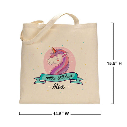 Personalized Birthday Tote Bag Unicorn, Custom Gift Tote Bag Cute Birthday Gift Idea, Cotton Canvas Tote bag, Reusable Gift Bag