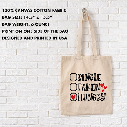 Sustainable Bag Reusable Grocery Bag - Eco Friendly Cotton Tote bag , Hungry Funny  Reusable Shopping Bag, Canvas Tote Bags with Print