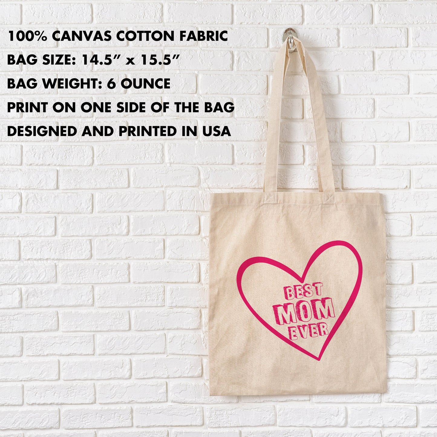 Best Mom Ever Tote Bag Eco Friendly Reusable Cotton Bag Mothers Day Bag, Mom Gifts, Mommy Gift, Gift for Mom, Mother’s Day Gift Tote Bag